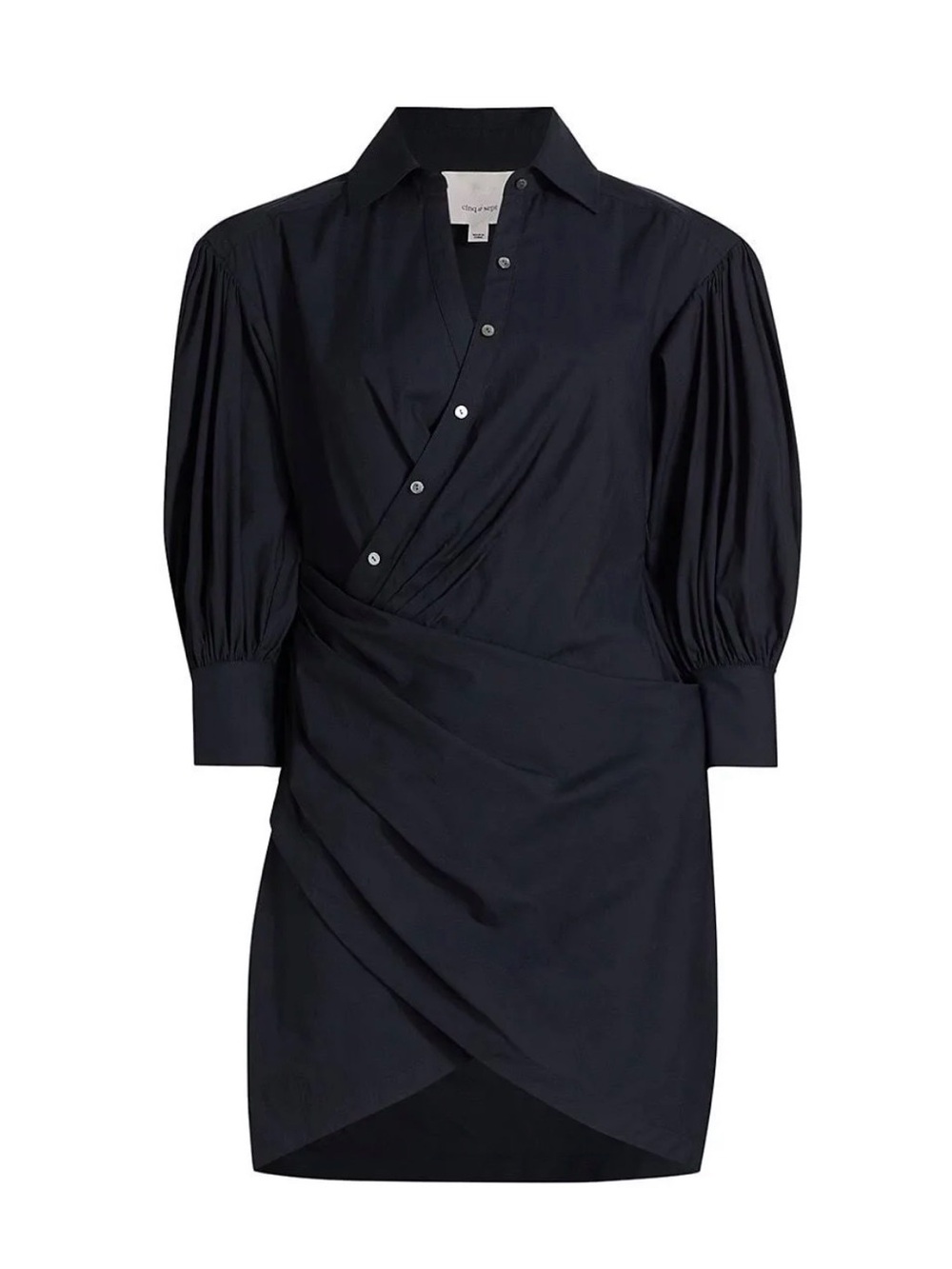 cinq a sept Black Puff-Sleeve Wrap Mini Dress